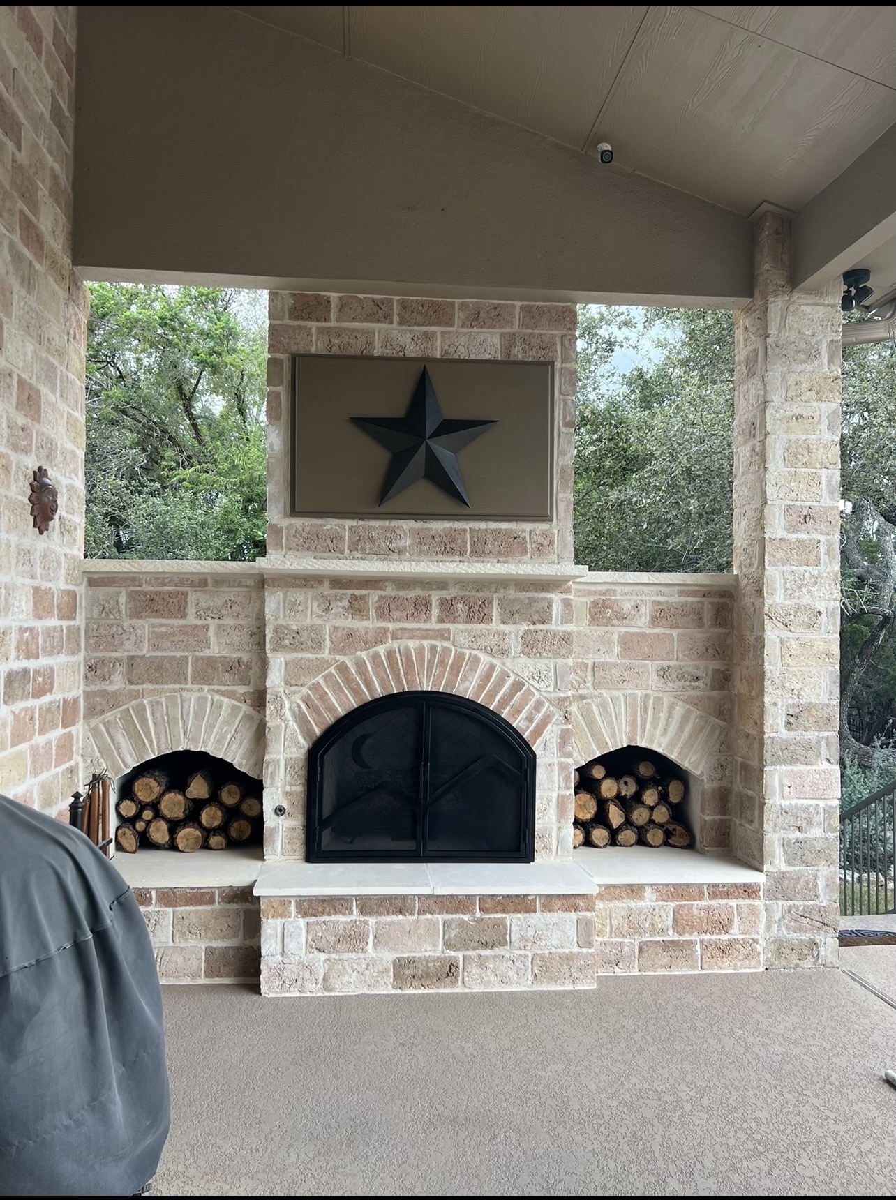 A professionally maintained masonry fireplace